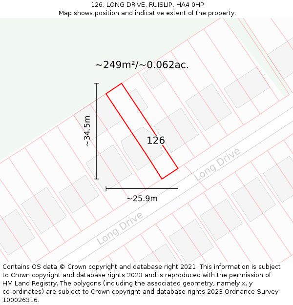 126, LONG DRIVE, RUISLIP, HA4 0HP: Plot and title map