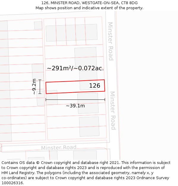 126, MINSTER ROAD, WESTGATE-ON-SEA, CT8 8DG: Plot and title map