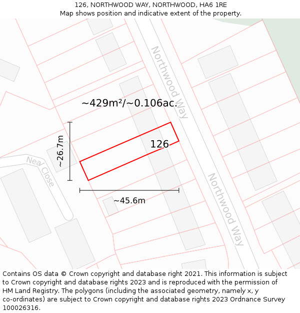 126, NORTHWOOD WAY, NORTHWOOD, HA6 1RE: Plot and title map