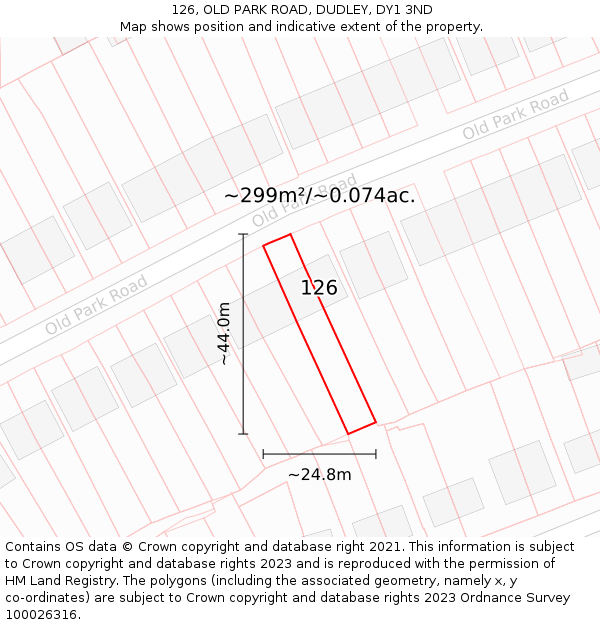 126, OLD PARK ROAD, DUDLEY, DY1 3ND: Plot and title map