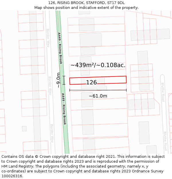 126, RISING BROOK, STAFFORD, ST17 9DL: Plot and title map