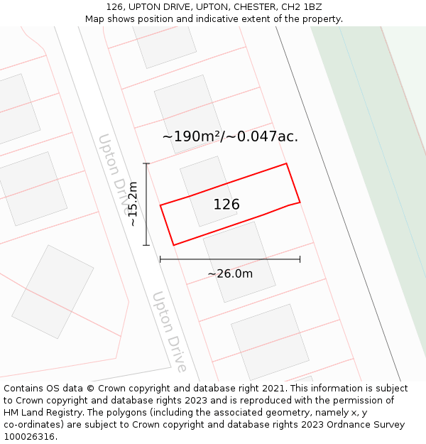 126, UPTON DRIVE, UPTON, CHESTER, CH2 1BZ: Plot and title map