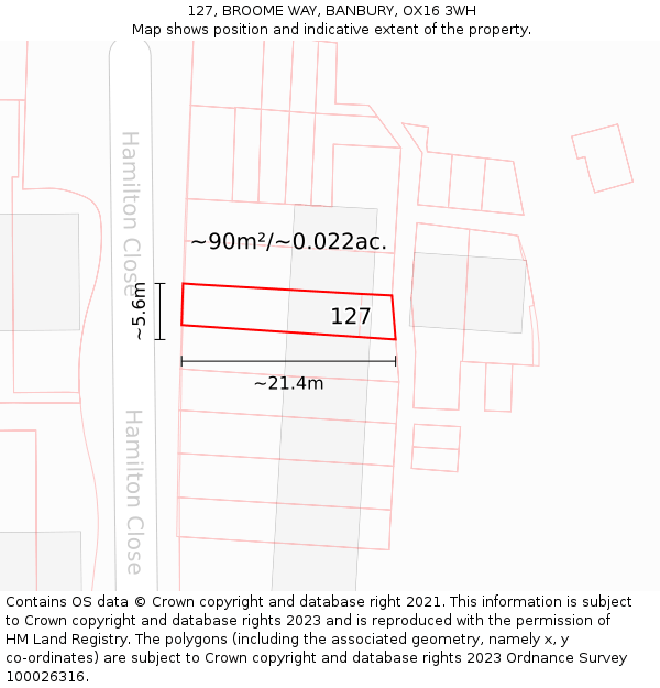 127, BROOME WAY, BANBURY, OX16 3WH: Plot and title map