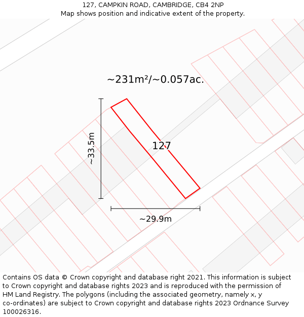 127, CAMPKIN ROAD, CAMBRIDGE, CB4 2NP: Plot and title map