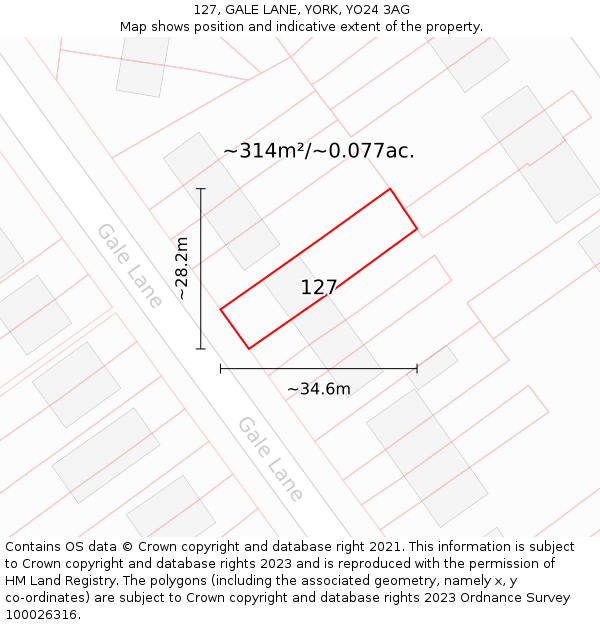 127, GALE LANE, YORK, YO24 3AG: Plot and title map