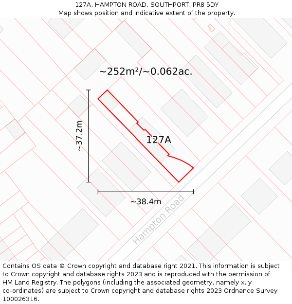 127A, HAMPTON ROAD, SOUTHPORT, PR8 5DY: Plot and title map