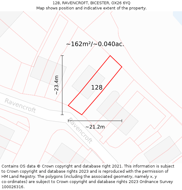 128, RAVENCROFT, BICESTER, OX26 6YQ: Plot and title map