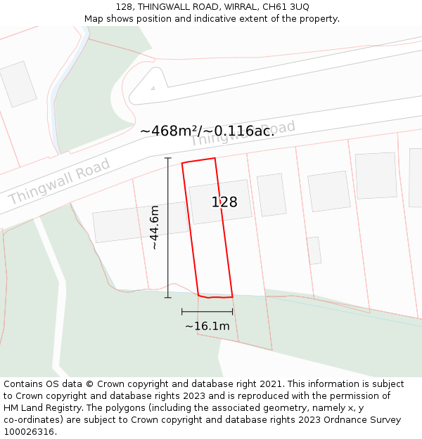 128, THINGWALL ROAD, WIRRAL, CH61 3UQ: Plot and title map