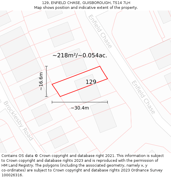 129, ENFIELD CHASE, GUISBOROUGH, TS14 7LH: Plot and title map