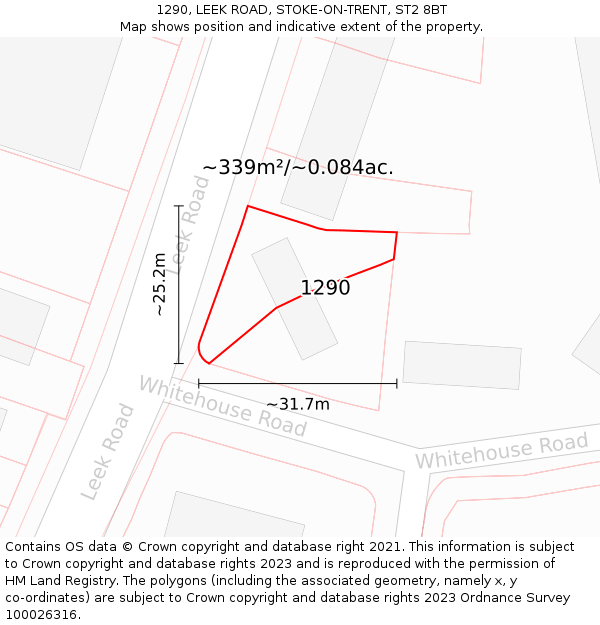 1290, LEEK ROAD, STOKE-ON-TRENT, ST2 8BT: Plot and title map