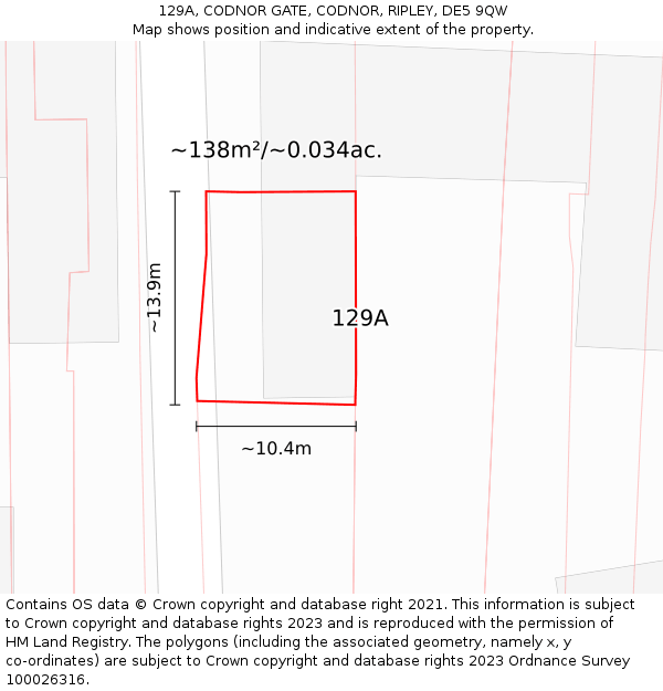 129A, CODNOR GATE, CODNOR, RIPLEY, DE5 9QW: Plot and title map