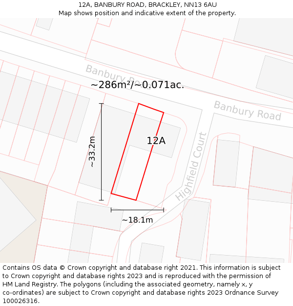 12A, BANBURY ROAD, BRACKLEY, NN13 6AU: Plot and title map