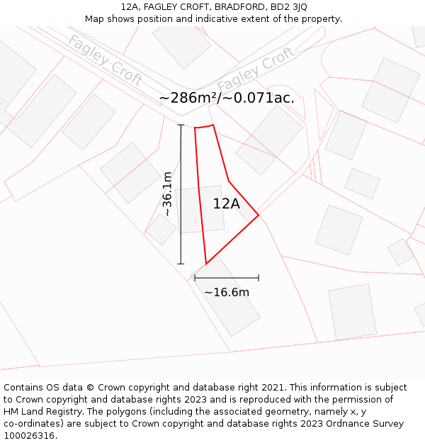 12A, FAGLEY CROFT, BRADFORD, BD2 3JQ: Plot and title map