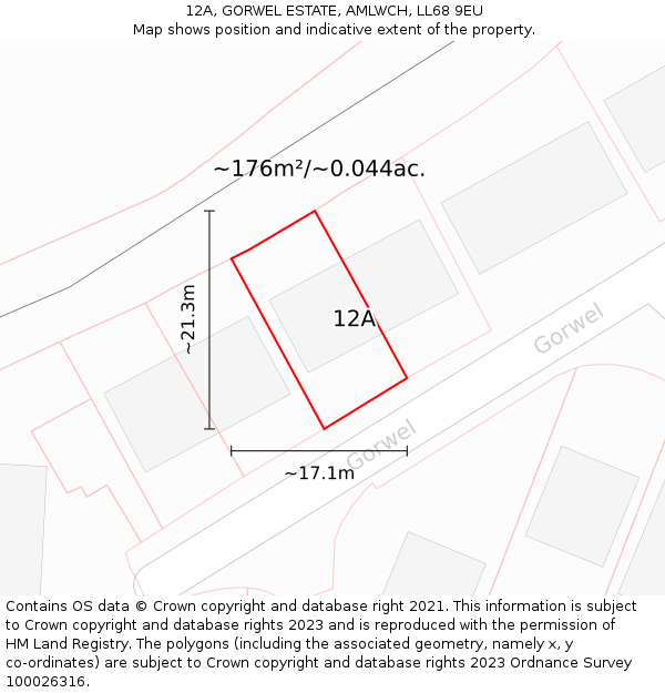 12A, GORWEL ESTATE, AMLWCH, LL68 9EU: Plot and title map