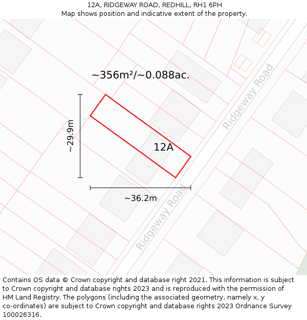 12A, RIDGEWAY ROAD, REDHILL, RH1 6PH: Plot and title map