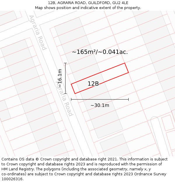 12B, AGRARIA ROAD, GUILDFORD, GU2 4LE: Plot and title map