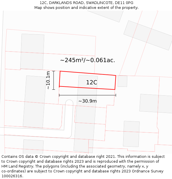 12C, DARKLANDS ROAD, SWADLINCOTE, DE11 0PG: Plot and title map