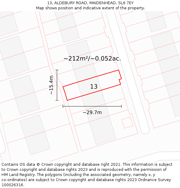 13, ALDEBURY ROAD, MAIDENHEAD, SL6 7EY: Plot and title map