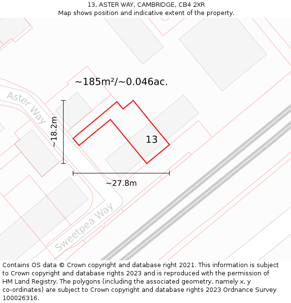 13, ASTER WAY, CAMBRIDGE, CB4 2XR: Plot and title map