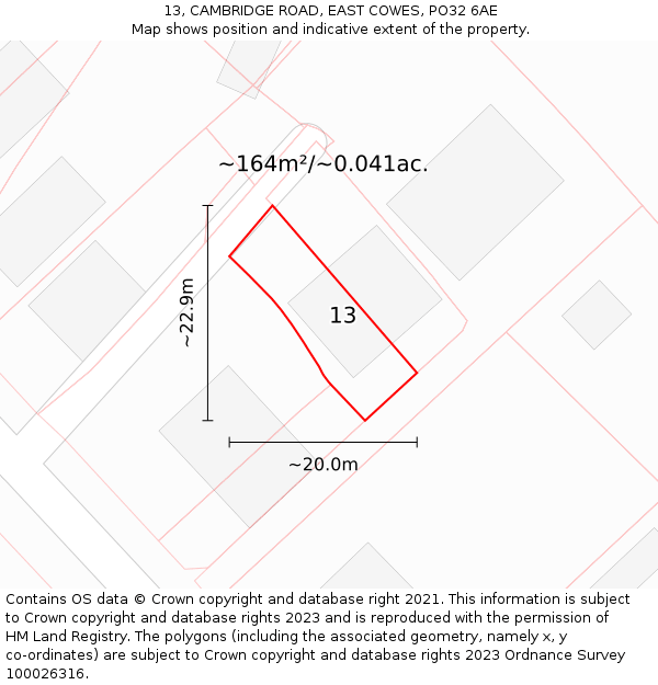 13, CAMBRIDGE ROAD, EAST COWES, PO32 6AE: Plot and title map