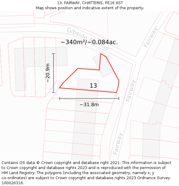 13, FAIRWAY, CHATTERIS, PE16 6ST: Plot and title map