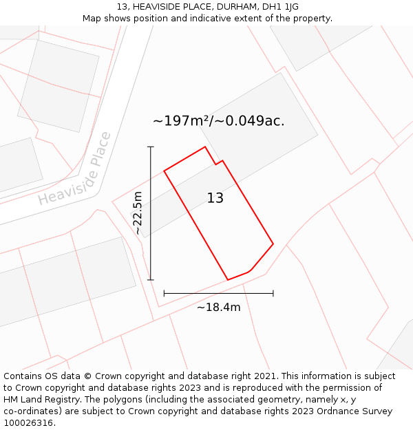 13, HEAVISIDE PLACE, DURHAM, DH1 1JG: Plot and title map