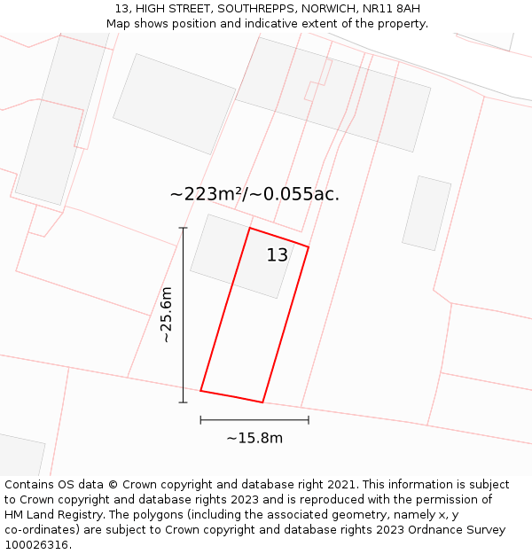 13, HIGH STREET, SOUTHREPPS, NORWICH, NR11 8AH: Plot and title map