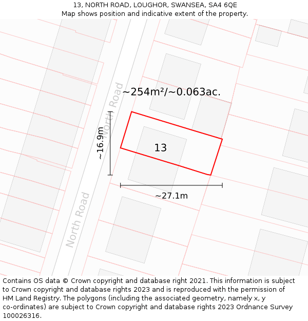 13, NORTH ROAD, LOUGHOR, SWANSEA, SA4 6QE: Plot and title map