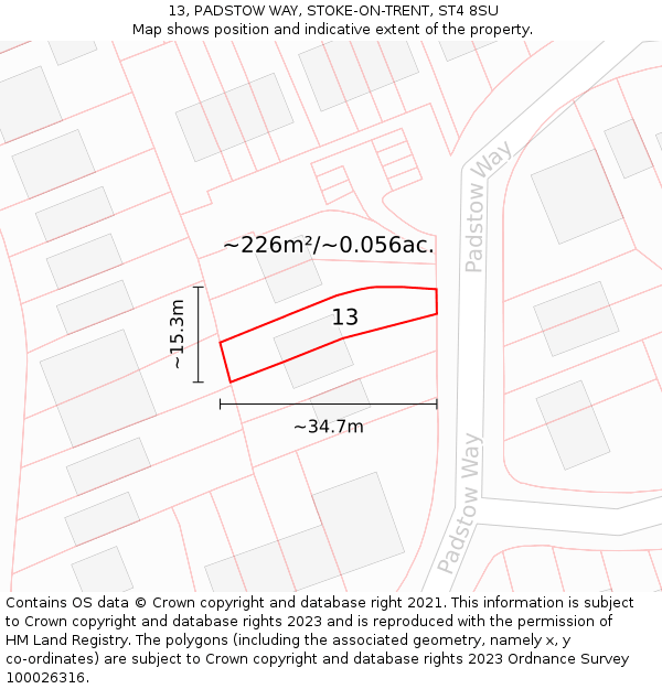 13, PADSTOW WAY, STOKE-ON-TRENT, ST4 8SU: Plot and title map