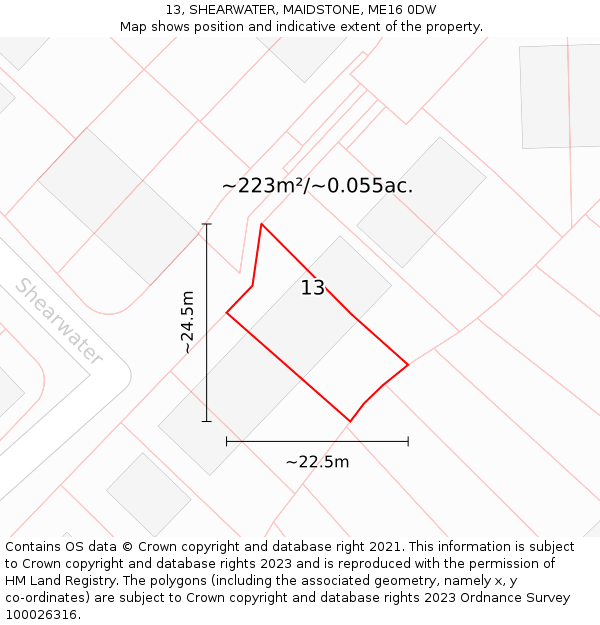 13, SHEARWATER, MAIDSTONE, ME16 0DW: Plot and title map