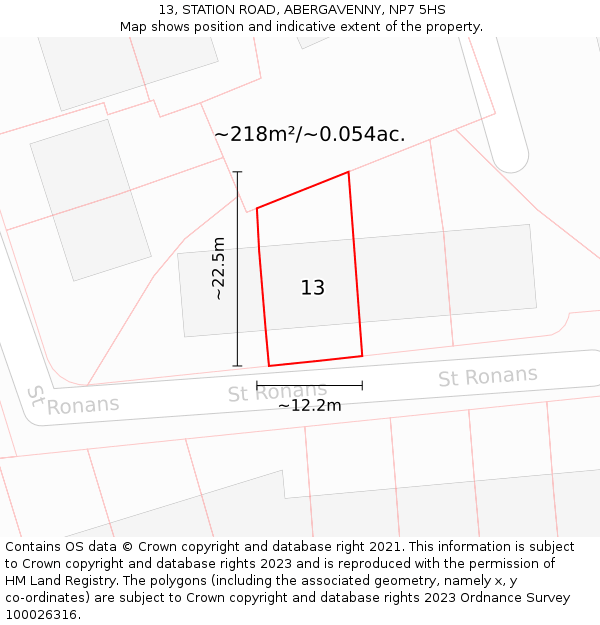 13, STATION ROAD, ABERGAVENNY, NP7 5HS: Plot and title map