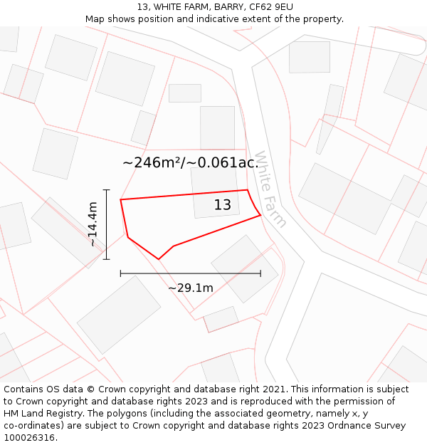 13, WHITE FARM, BARRY, CF62 9EU: Plot and title map