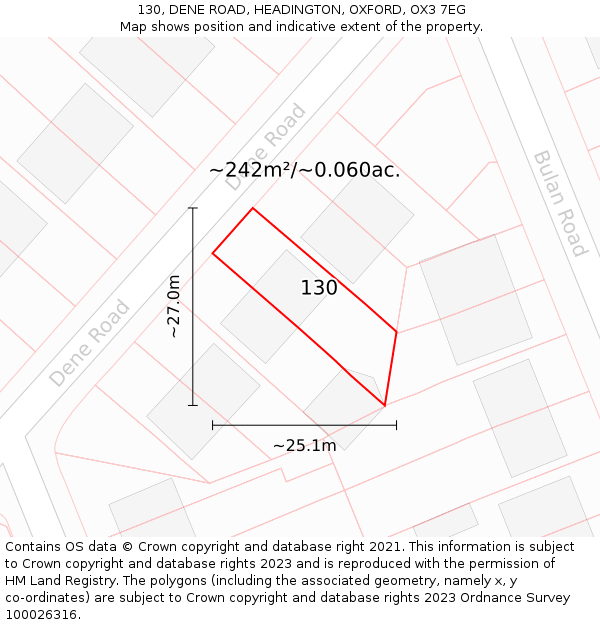 130, DENE ROAD, HEADINGTON, OXFORD, OX3 7EG: Plot and title map