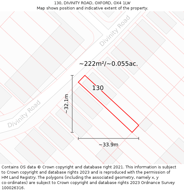 130, DIVINITY ROAD, OXFORD, OX4 1LW: Plot and title map