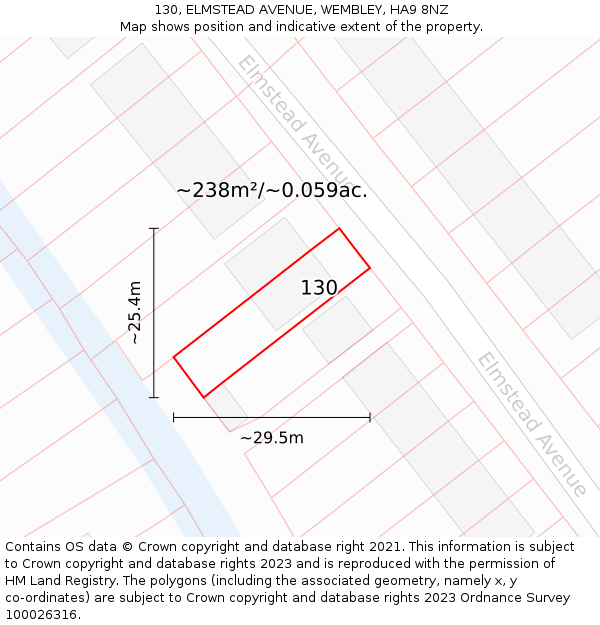 130, ELMSTEAD AVENUE, WEMBLEY, HA9 8NZ: Plot and title map