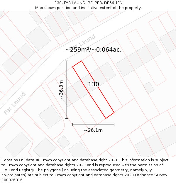 130, FAR LAUND, BELPER, DE56 1FN: Plot and title map