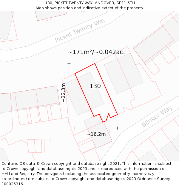 130, PICKET TWENTY WAY, ANDOVER, SP11 6TH: Plot and title map