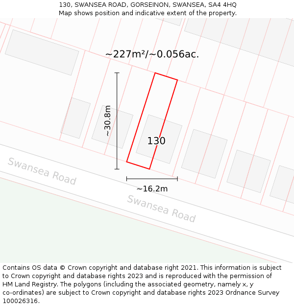 130, SWANSEA ROAD, GORSEINON, SWANSEA, SA4 4HQ: Plot and title map