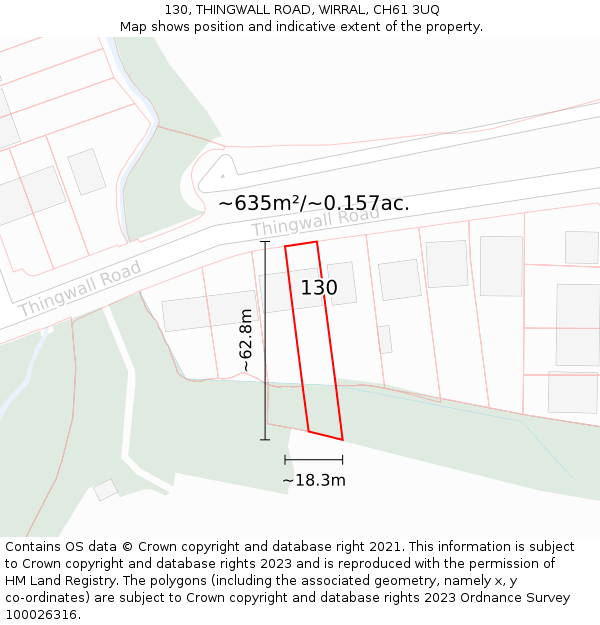 130, THINGWALL ROAD, WIRRAL, CH61 3UQ: Plot and title map