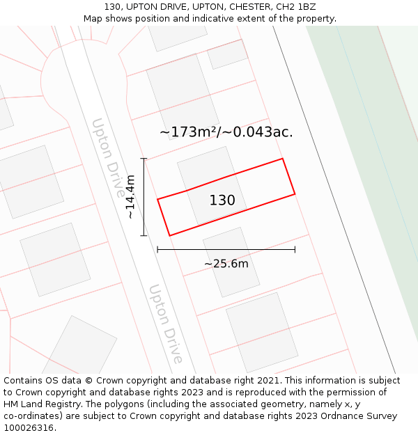 130, UPTON DRIVE, UPTON, CHESTER, CH2 1BZ: Plot and title map