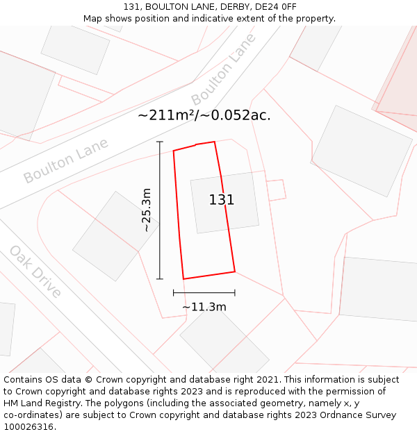 131, BOULTON LANE, DERBY, DE24 0FF: Plot and title map