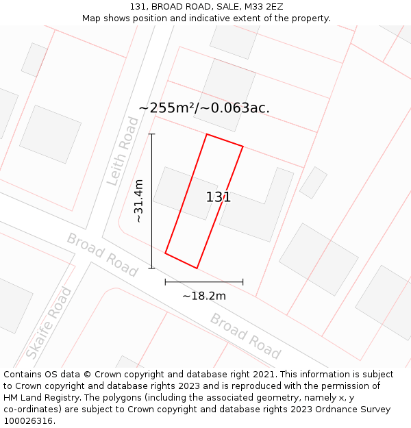 131, BROAD ROAD, SALE, M33 2EZ: Plot and title map