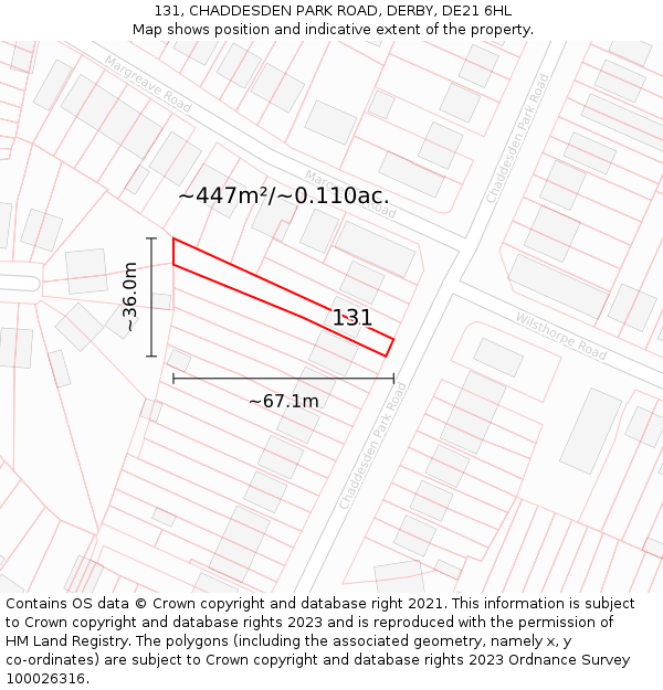 131, CHADDESDEN PARK ROAD, DERBY, DE21 6HL: Plot and title map