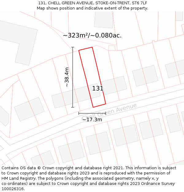 131, CHELL GREEN AVENUE, STOKE-ON-TRENT, ST6 7LF: Plot and title map