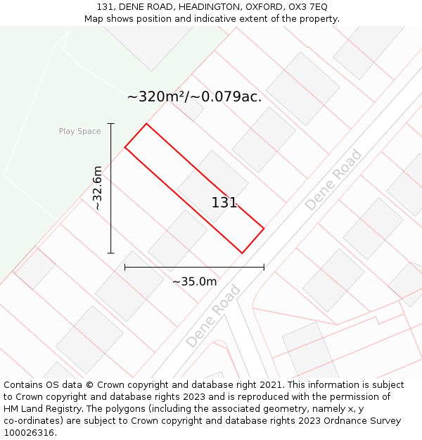 131, DENE ROAD, HEADINGTON, OXFORD, OX3 7EQ: Plot and title map