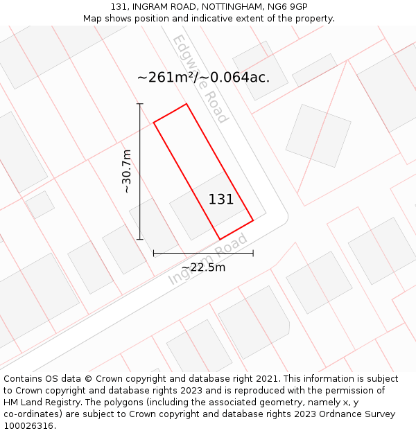 131, INGRAM ROAD, NOTTINGHAM, NG6 9GP: Plot and title map