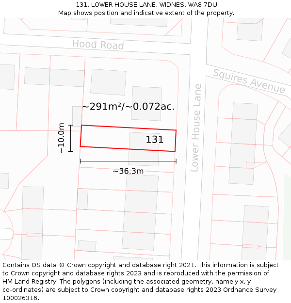 131, LOWER HOUSE LANE, WIDNES, WA8 7DU: Plot and title map