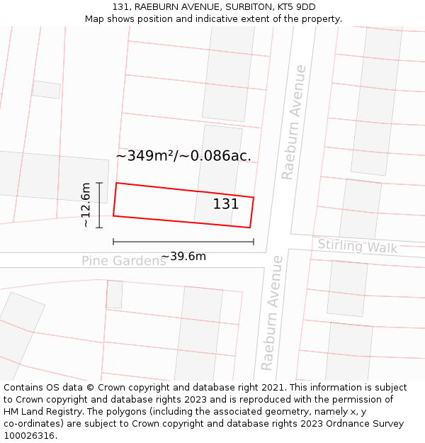 131, RAEBURN AVENUE, SURBITON, KT5 9DD: Plot and title map