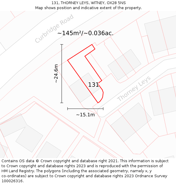 131, THORNEY LEYS, WITNEY, OX28 5NS: Plot and title map