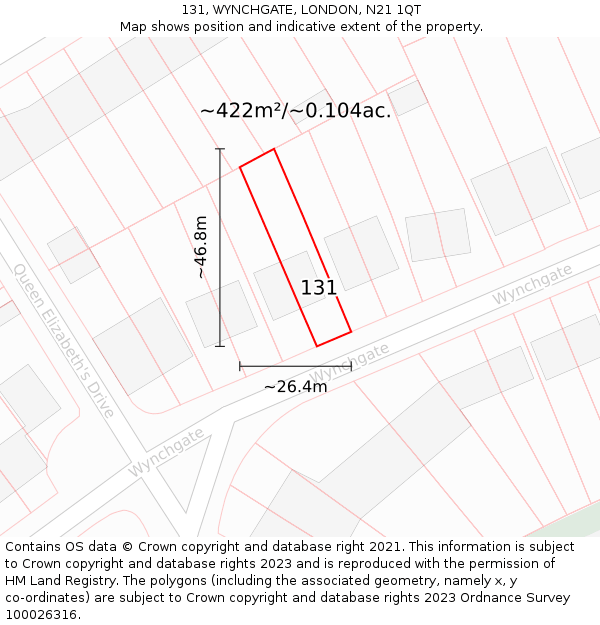 131, WYNCHGATE, LONDON, N21 1QT: Plot and title map